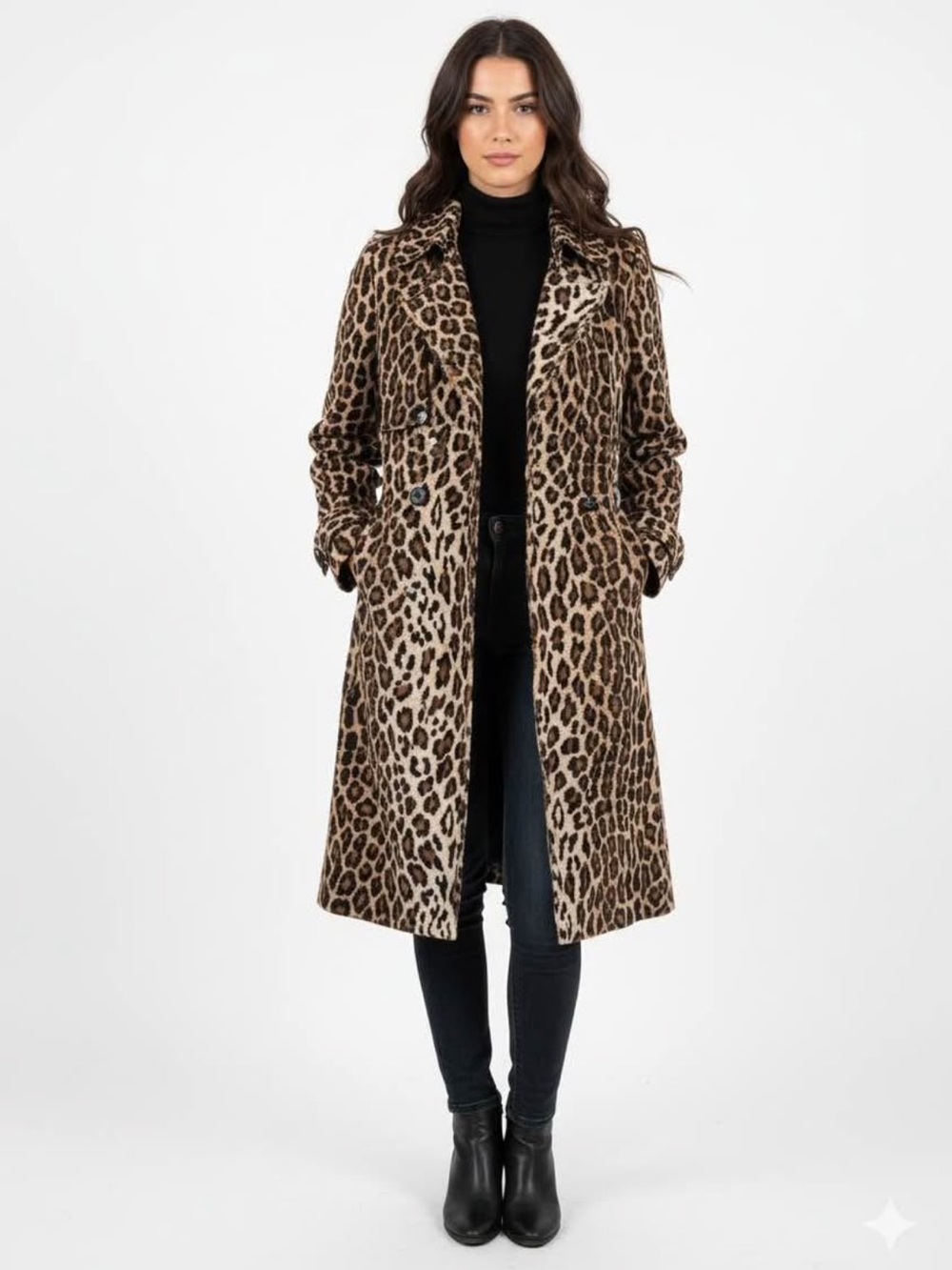 Club Monaco Animal Print Trench Coat Jacket
